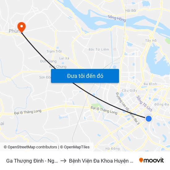 Ga Thượng Đình - Nguyễn Trãi to Bệnh Viện Đa Khoa Huyện Đan Phượng map