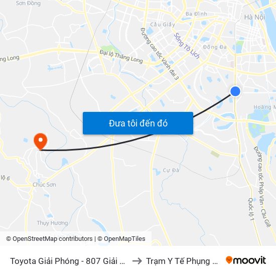 Toyota Giải Phóng - 807 Giải Phóng to Trạm Y Tế Phụng Châu map