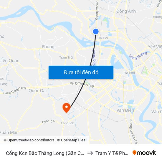 Cổng Kcn Bắc Thăng Long (Gần Cầu Vượt Bộ Hành) to Trạm Y Tế Phụng Châu map