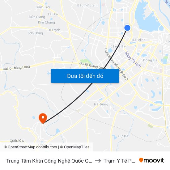 Trung Tâm Khtn Công Nghệ Quốc Gia - 18 Hoàng Quốc Việt to Trạm Y Tế Phụng Châu map