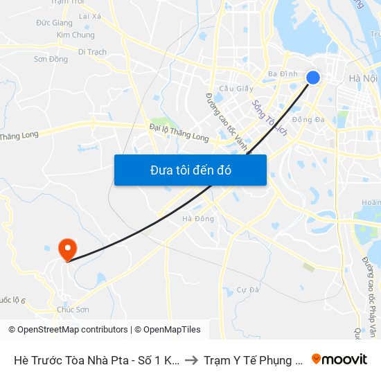 Hè Trước Tòa Nhà Pta - Số 1 Kim Mã to Trạm Y Tế Phụng Châu map