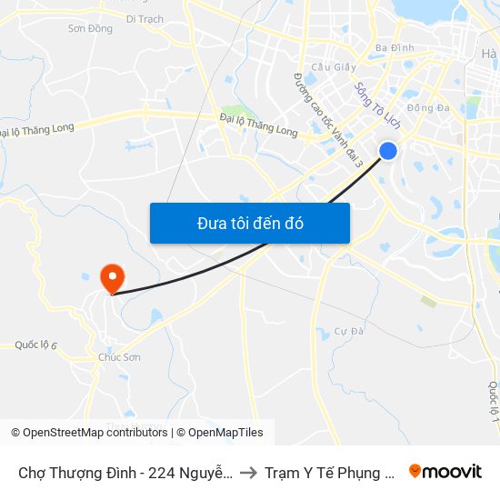 Chợ Thượng Đình - 224 Nguyễn Trãi to Trạm Y Tế Phụng Châu map