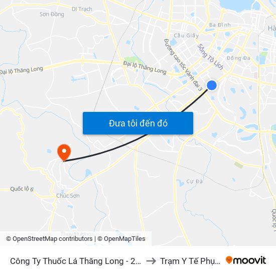 Công Ty Thuốc Lá Thăng Long - 235 Nguyễn Trãi to Trạm Y Tế Phụng Châu map