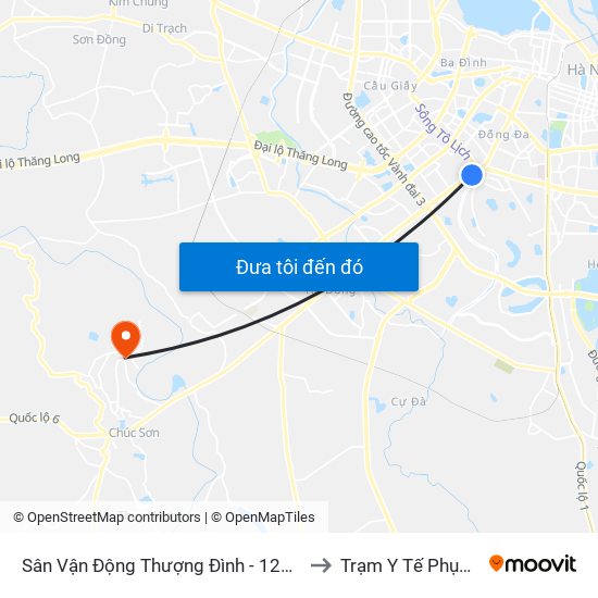 Sân Vận Động Thượng Đình - 129 Nguyễn Trãi to Trạm Y Tế Phụng Châu map