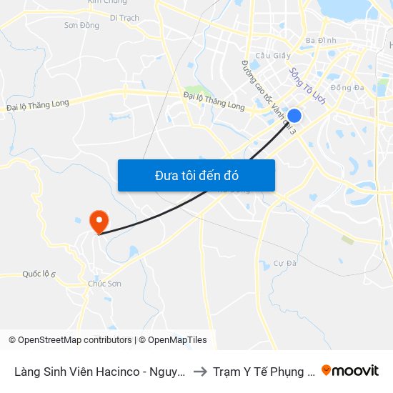 Làng Sinh Viên Hacinco - Nguyễn Tuân to Trạm Y Tế Phụng Châu map