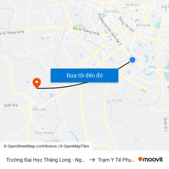 Trường Đại Học Thăng Long - Nghiêm Xuân Yêm to Trạm Y Tế Phụng Châu map