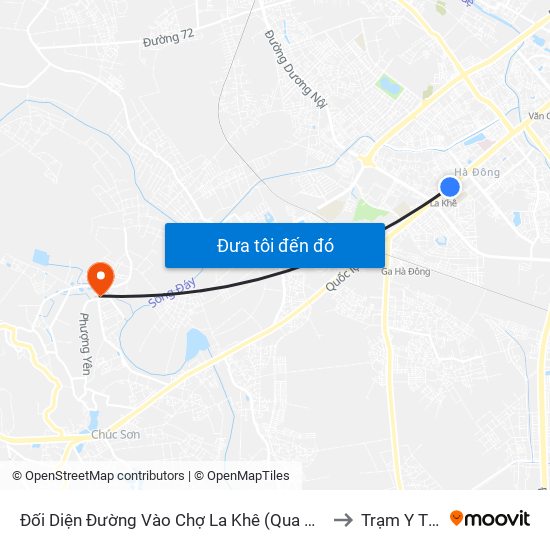 Đối Diện Đường Vào Chợ La Khê (Qua Ga Metro La Khê) - 405 Quang Trung (Hà Đông) to Trạm Y Tế Phụng Châu map