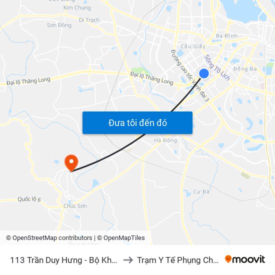 113 Trần Duy Hưng - Bộ Khcn to Trạm Y Tế Phụng Châu map