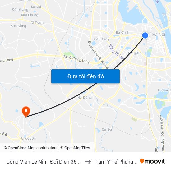 Công Viên Lê Nin - Đối Diện 35 Trần Phú to Trạm Y Tế Phụng Châu map