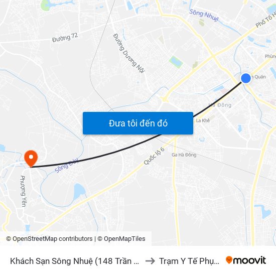 Khách Sạn Sông Nhuệ (148 Trần Phú- Hà Đông) to Trạm Y Tế Phụng Châu map