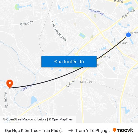 Đại Học Kiến Trúc - Trần Phú (Hà Đông) to Trạm Y Tế Phụng Châu map