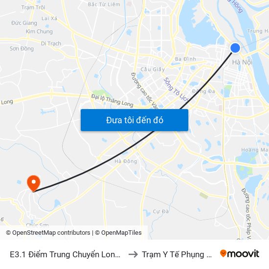 E3.1 Điểm Trung Chuyển Long Biên to Trạm Y Tế Phụng Châu map