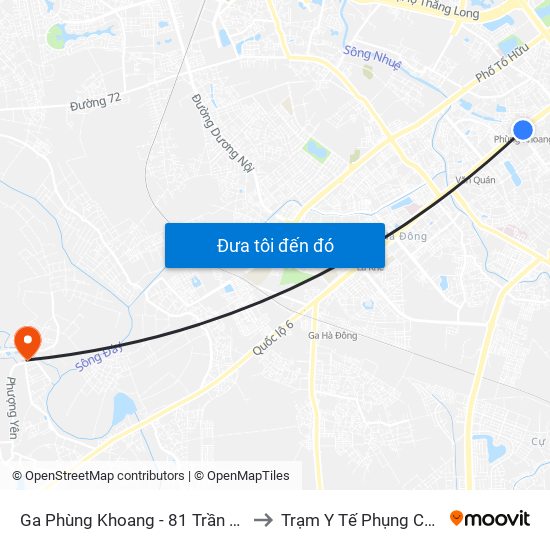 Ga Phùng Khoang - 81 Trần Phú to Trạm Y Tế Phụng Châu map