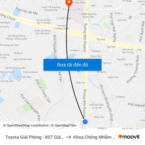 Toyota Giải Phóng - 807 Giải Phóng to Khoa Chống Nhiễm Khuẩn map