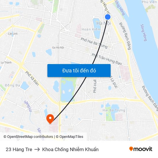 23 Hàng Tre to Khoa Chống Nhiễm Khuẩn map