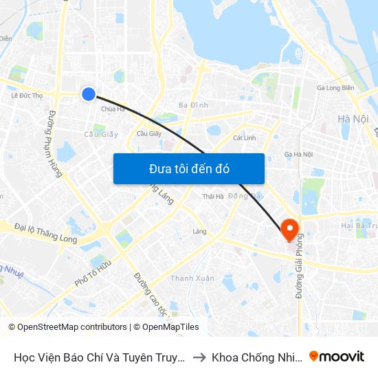 Học Viện Báo Chí Và Tuyên Truyền - 36 Xuân Thủy to Khoa Chống Nhiễm Khuẩn map