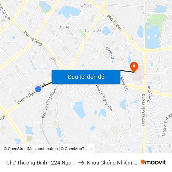 Chợ Thượng Đình - 224 Nguyễn Trãi to Khoa Chống Nhiễm Khuẩn map