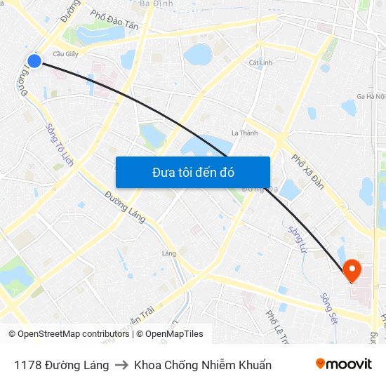 1178 Đường Láng to Khoa Chống Nhiễm Khuẩn map