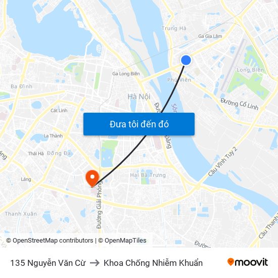 135 Nguyễn Văn Cừ to Khoa Chống Nhiễm Khuẩn map