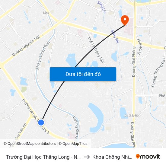 Trường Đại Học Thăng Long - Nghiêm Xuân Yêm to Khoa Chống Nhiễm Khuẩn map