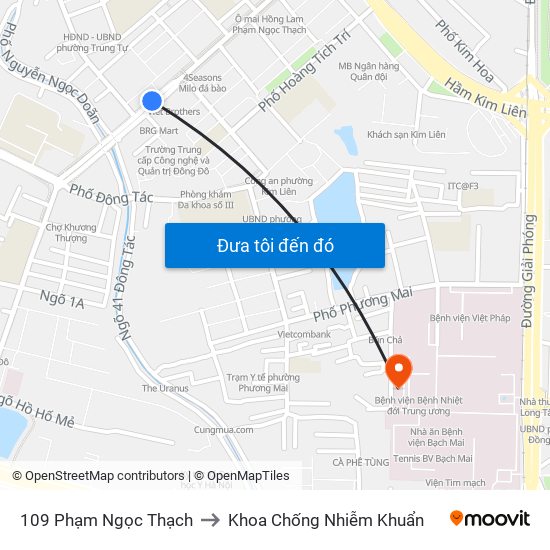 109 Phạm Ngọc Thạch to Khoa Chống Nhiễm Khuẩn map