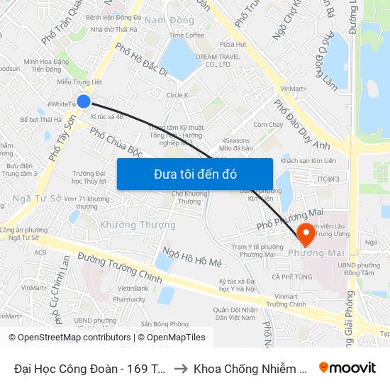 Đại Học Công Đoàn - 169 Tây Sơn to Khoa Chống Nhiễm Khuẩn map