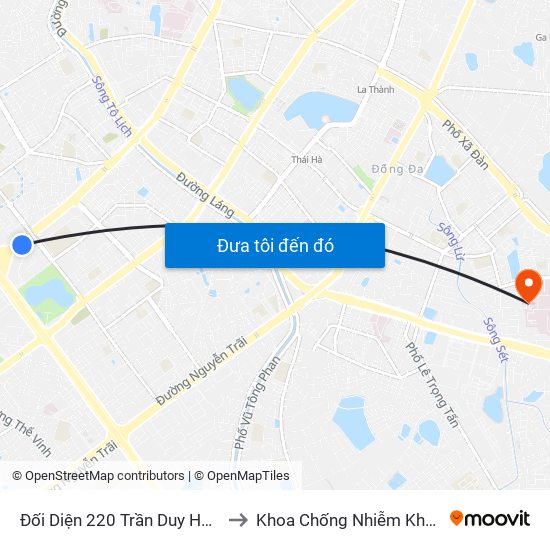 Đối Diện 220 Trần Duy Hưng to Khoa Chống Nhiễm Khuẩn map