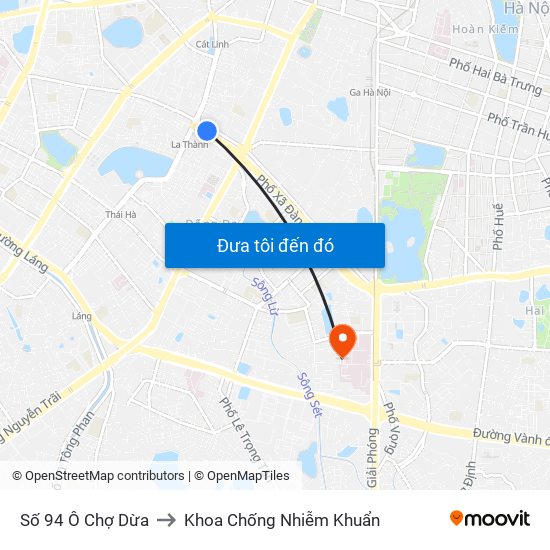 Số 94 Ô Chợ Dừa to Khoa Chống Nhiễm Khuẩn map