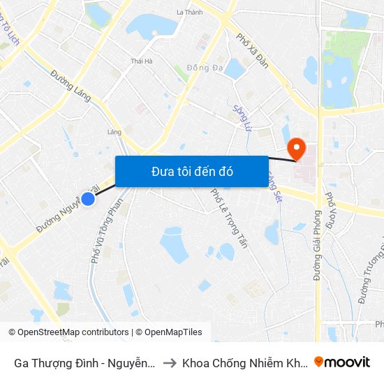 Ga Thượng Đình - Nguyễn Trãi to Khoa Chống Nhiễm Khuẩn map