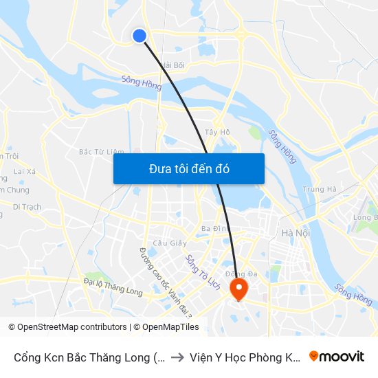 Cổng Kcn Bắc Thăng Long (Gần Cầu Vượt Bộ Hành) to Viện Y Học Phòng Không - Không Quân map