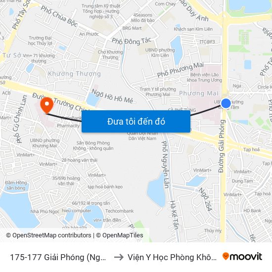 175-177 Giải Phóng (Ngã 3 Lê Thanh Nghị) to Viện Y Học Phòng Không - Không Quân map
