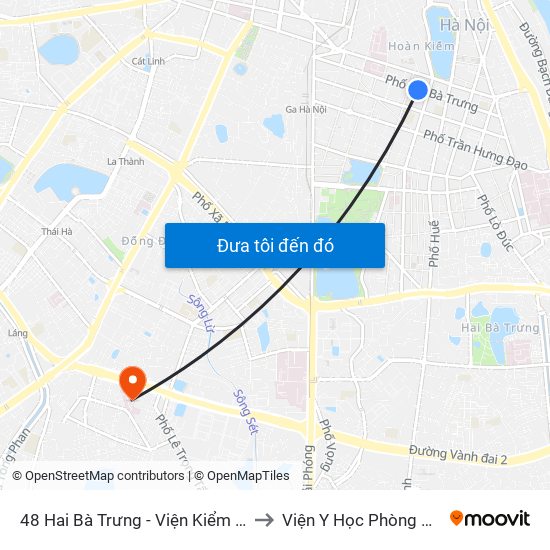 48 Hai Bà Trưng - Viện Kiểm Nghiệm Thuốc Trung Ương to Viện Y Học Phòng Không - Không Quân map