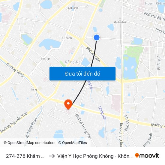 274-276 Khâm Thiên to Viện Y Học Phòng Không - Không Quân map