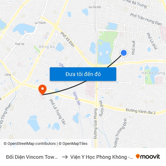 Đối Diện Vincom Tower - Bà Triệu to Viện Y Học Phòng Không - Không Quân map