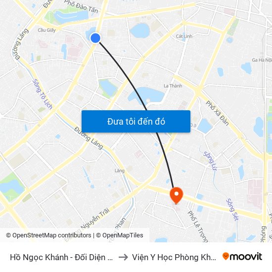Hồ Ngọc Khánh - Đối Diện 37 Nguyễn Chí Thanh to Viện Y Học Phòng Không - Không Quân map