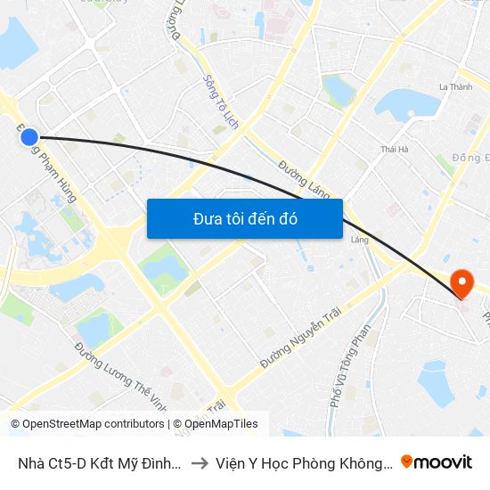 Nhà Ct5-D Kđt Mỹ Đình - Phạm Hùng to Viện Y Học Phòng Không - Không Quân map