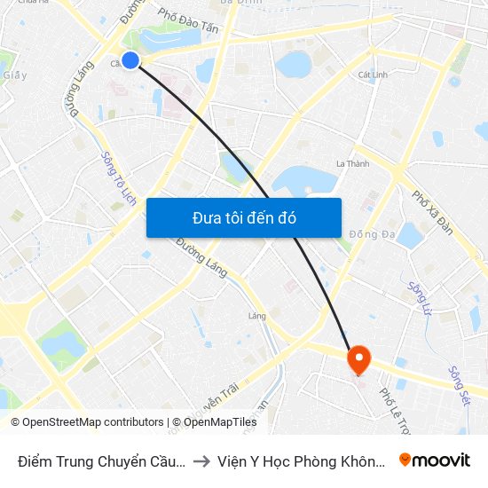 Điểm Trung Chuyển Cầu Giấy - Gtvt 02 to Viện Y Học Phòng Không - Không Quân map