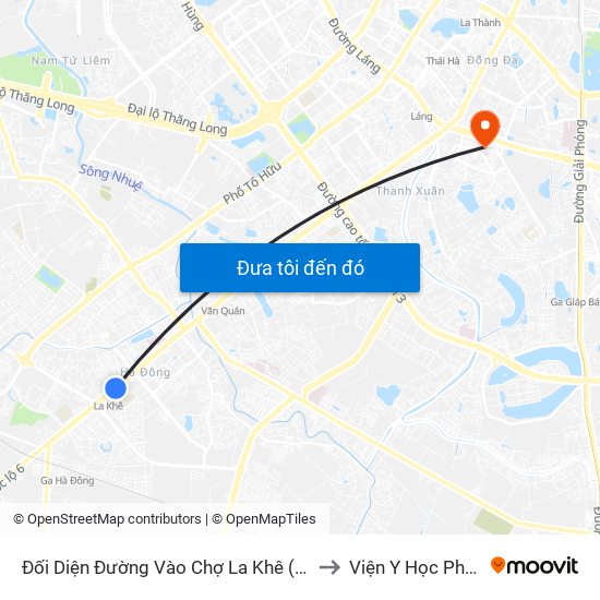 Đối Diện Đường Vào Chợ La Khê (Qua Ga Metro La Khê) - 405 Quang Trung (Hà Đông) to Viện Y Học Phòng Không - Không Quân map