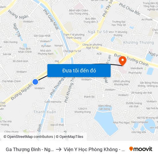 Ga Thượng Đình - Nguyễn Trãi to Viện Y Học Phòng Không - Không Quân map