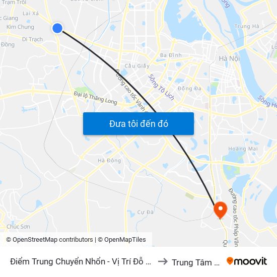 Điểm Trung Chuyển Nhổn - Vị Trí Đỗ Tuyến 20, 29, 32 (Chiều Sơn Tây - Hà Nội)- Đường 32 to Trung Tâm Tiêm ᴄhủng Fivevac map