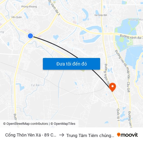 Cổng Thôn Yên Xá - 89 Cầu Bươu to Trung Tâm Tiêm ᴄhủng Fivevac map
