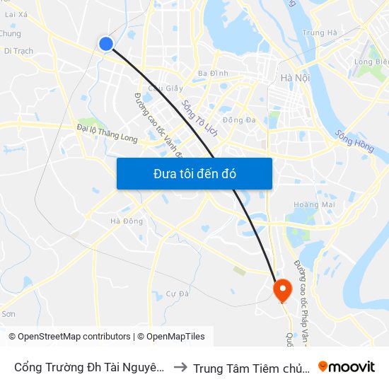 Cổng Trường Đh Tài Nguyên Môi Trường to Trung Tâm Tiêm ᴄhủng Fivevac map