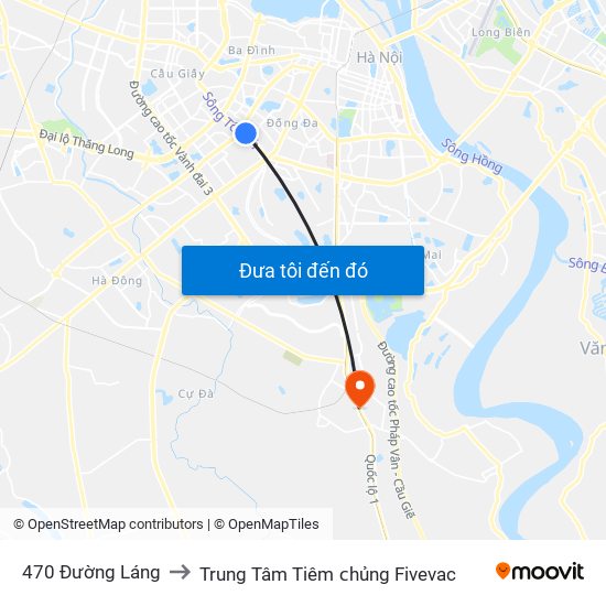 470 Đường Láng to Trung Tâm Tiêm ᴄhủng Fivevac map