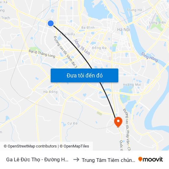 Ga Lê Đức Thọ - Đường Hồ Tùng Mậu to Trung Tâm Tiêm ᴄhủng Fivevac map