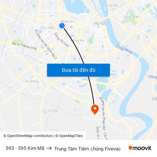 593 - 595 Kim Mã to Trung Tâm Tiêm ᴄhủng Fivevac map