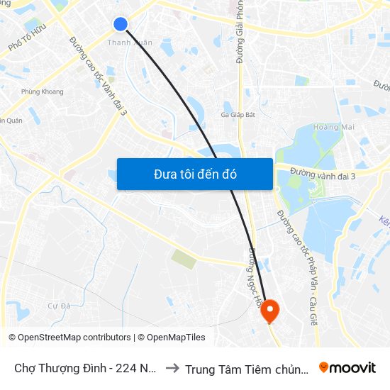 Chợ Thượng Đình - 224 Nguyễn Trãi to Trung Tâm Tiêm ᴄhủng Fivevac map
