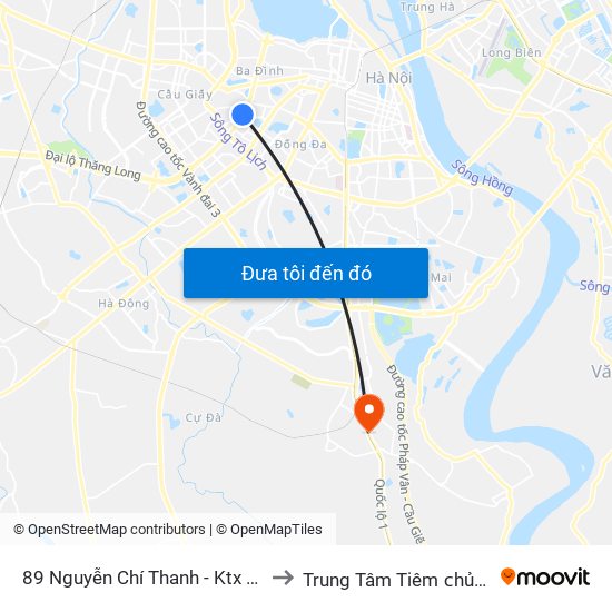 89 Nguyễn Chí Thanh - Ktx Đại Học Luật to Trung Tâm Tiêm ᴄhủng Fivevac map