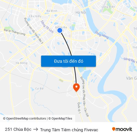 251 Chùa Bộc to Trung Tâm Tiêm ᴄhủng Fivevac map