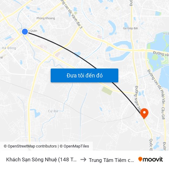 Khách Sạn Sông Nhuệ (148 Trần Phú- Hà Đông) to Trung Tâm Tiêm ᴄhủng Fivevac map
