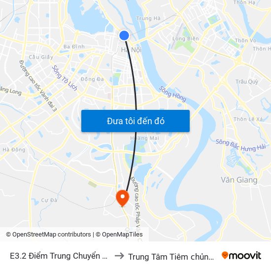 E3.2 Điểm Trung Chuyển Long Biên to Trung Tâm Tiêm ᴄhủng Fivevac map